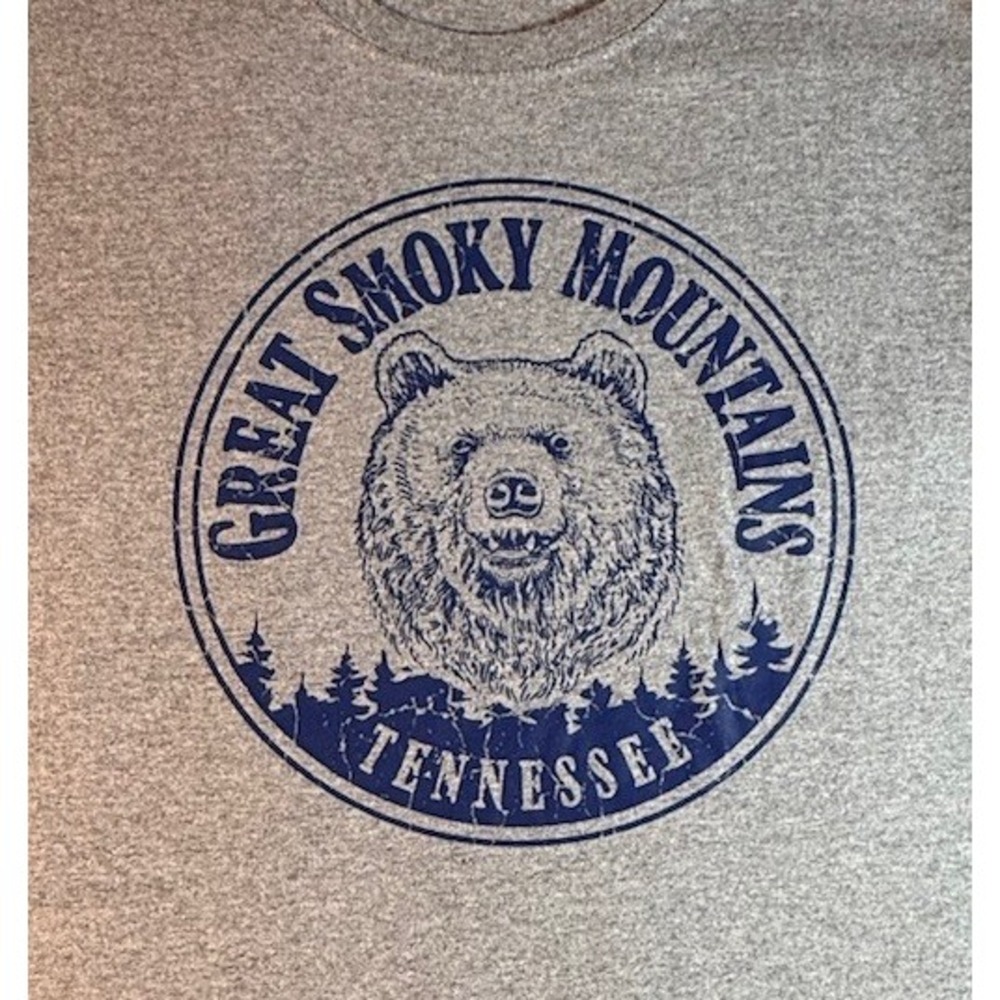 Great‎ Smoky Mountains Tennessee Bear Graphic T Shirt Men's XL Gray Short Sleeve